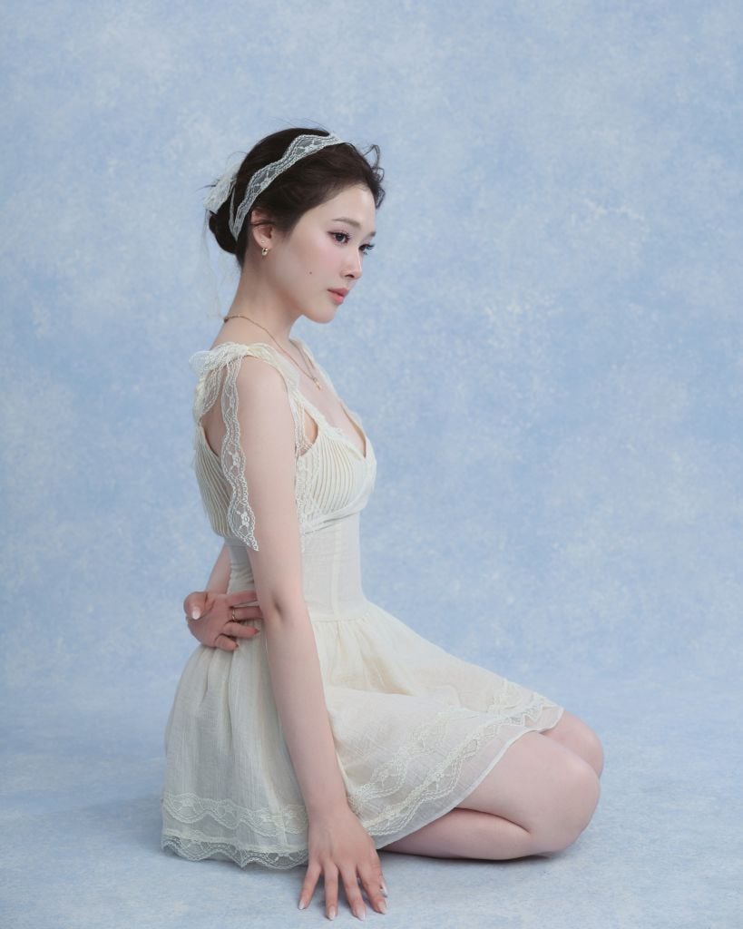 Helena Dress - Váy 2 dây tơ nhăn phối ren