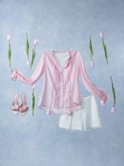 Nabi Shirt - Sơmi tơ tay hoa