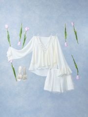Alice Shirt - Sơmi chiffon cổ V ren