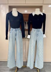 Jenni Top - Áo thun gân dài tay cổ bẻ