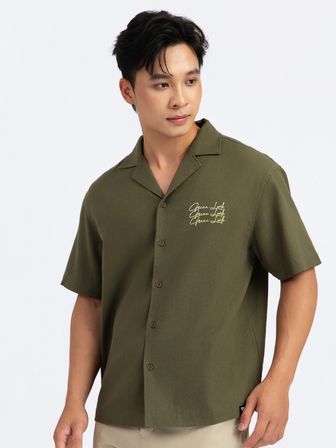  Áo Sơ Mi Tay Ngắn Nam Relax Linen Green Luck MSH 1032 