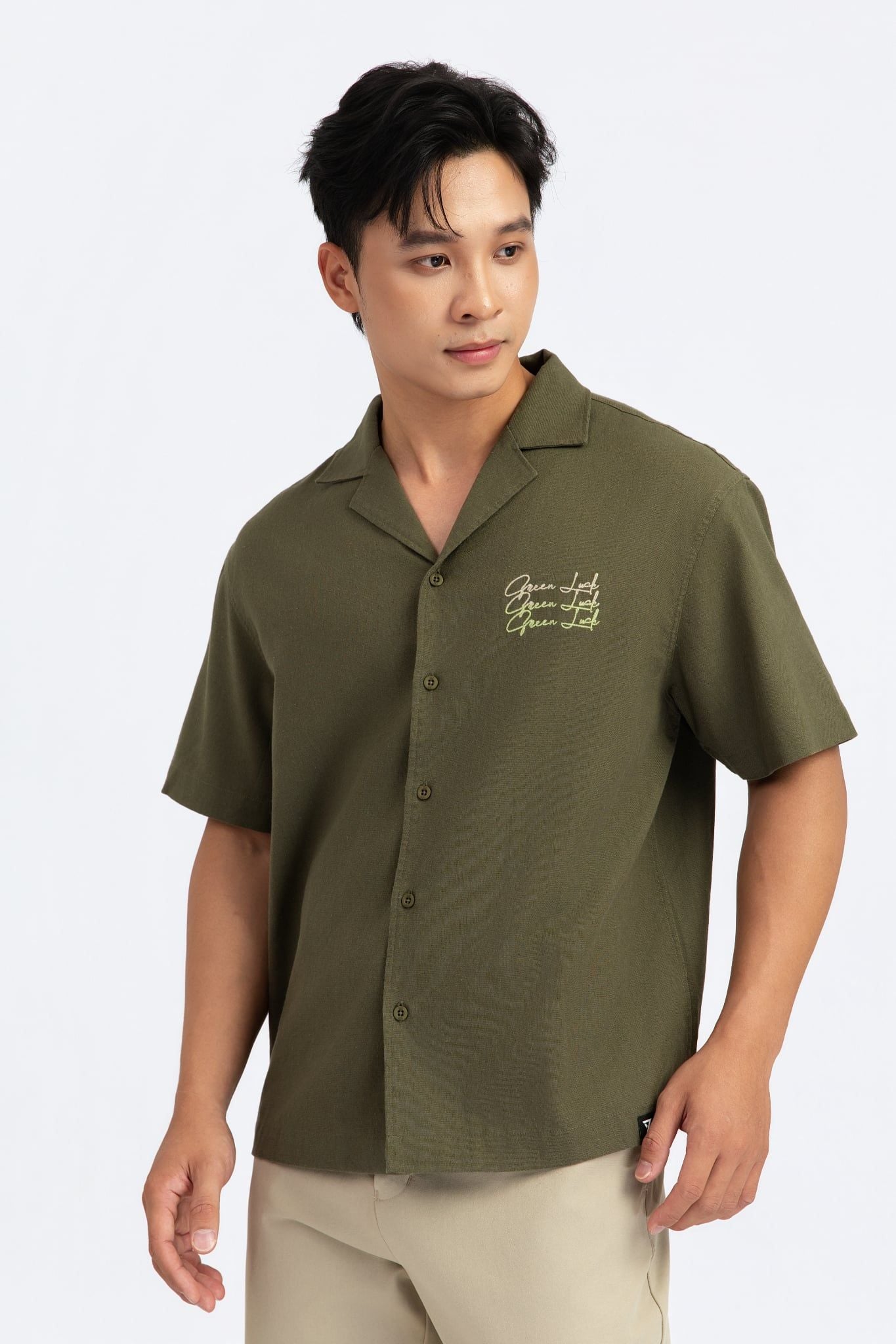  Áo Sơ Mi Tay Ngắn Nam Relax Linen Green Luck MSH 1032 