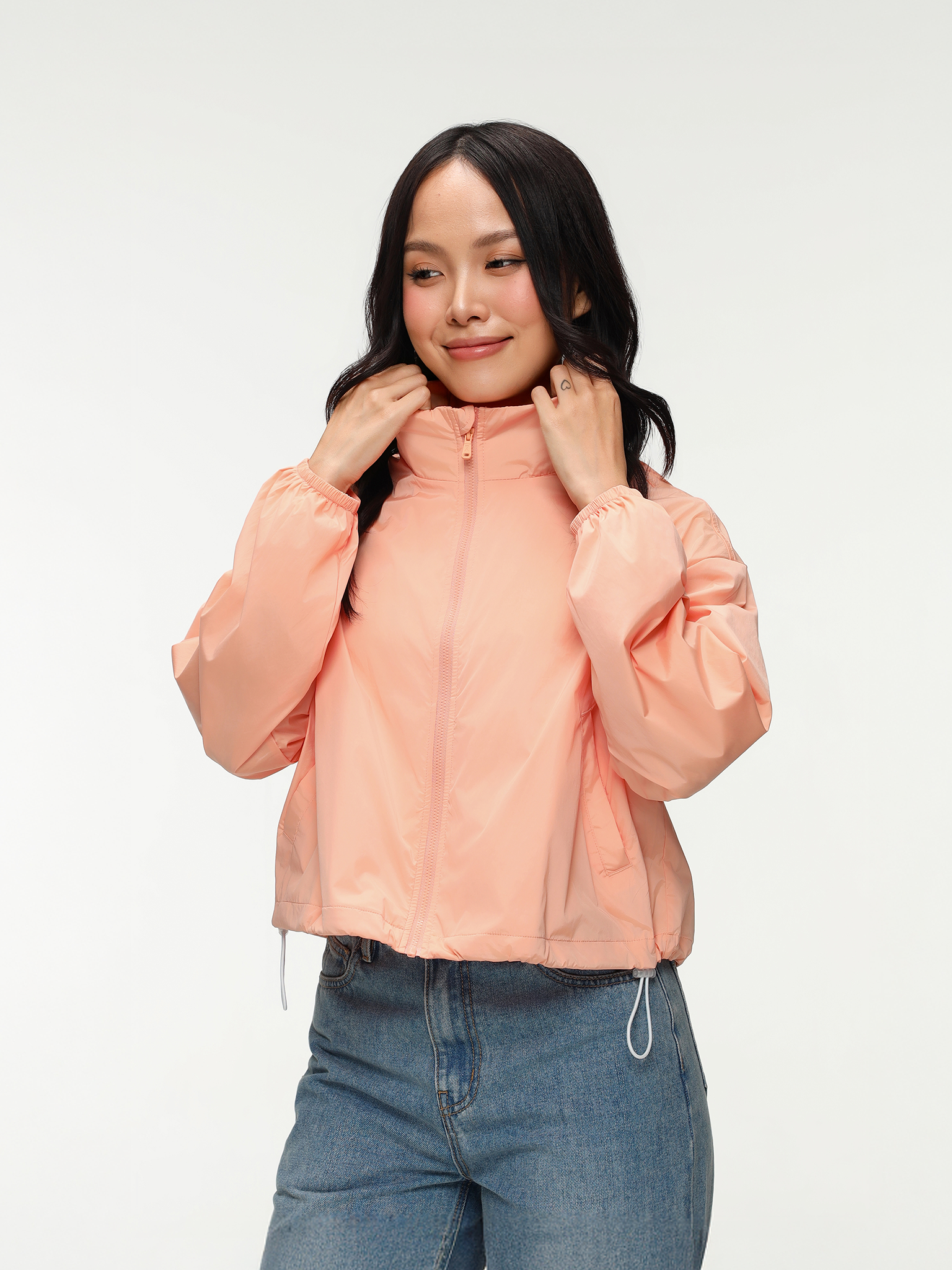  Áo Khoác Dù Nữ Relax Boxy Cổ Cao WOP 2095 