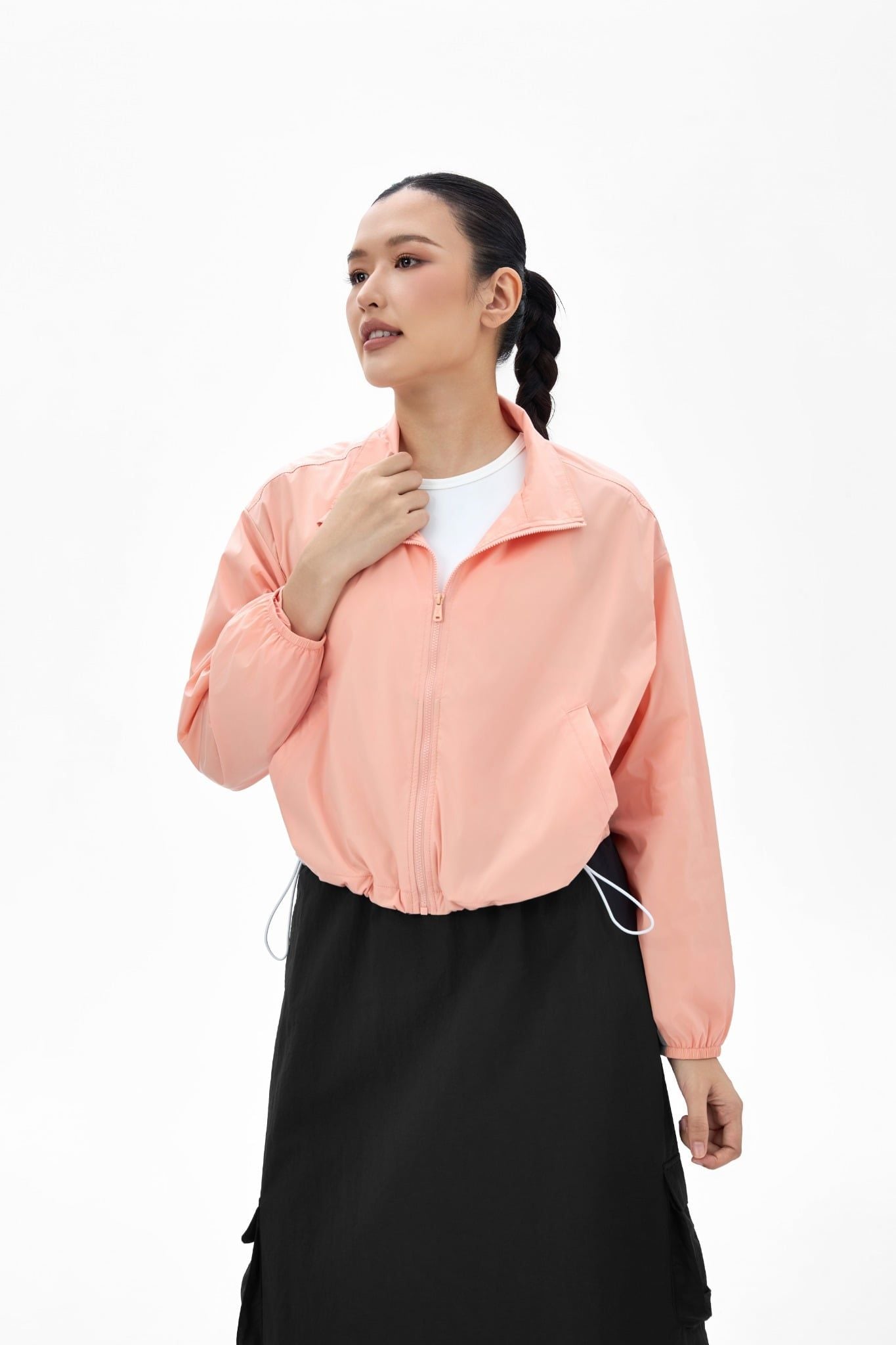  Áo Khoác Dù Nữ Boxy Cổ Cao WOP 2095 