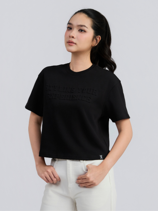  Áo Thun Nữ Relax Boxy In Nổi Styling Experience WTS 2523 