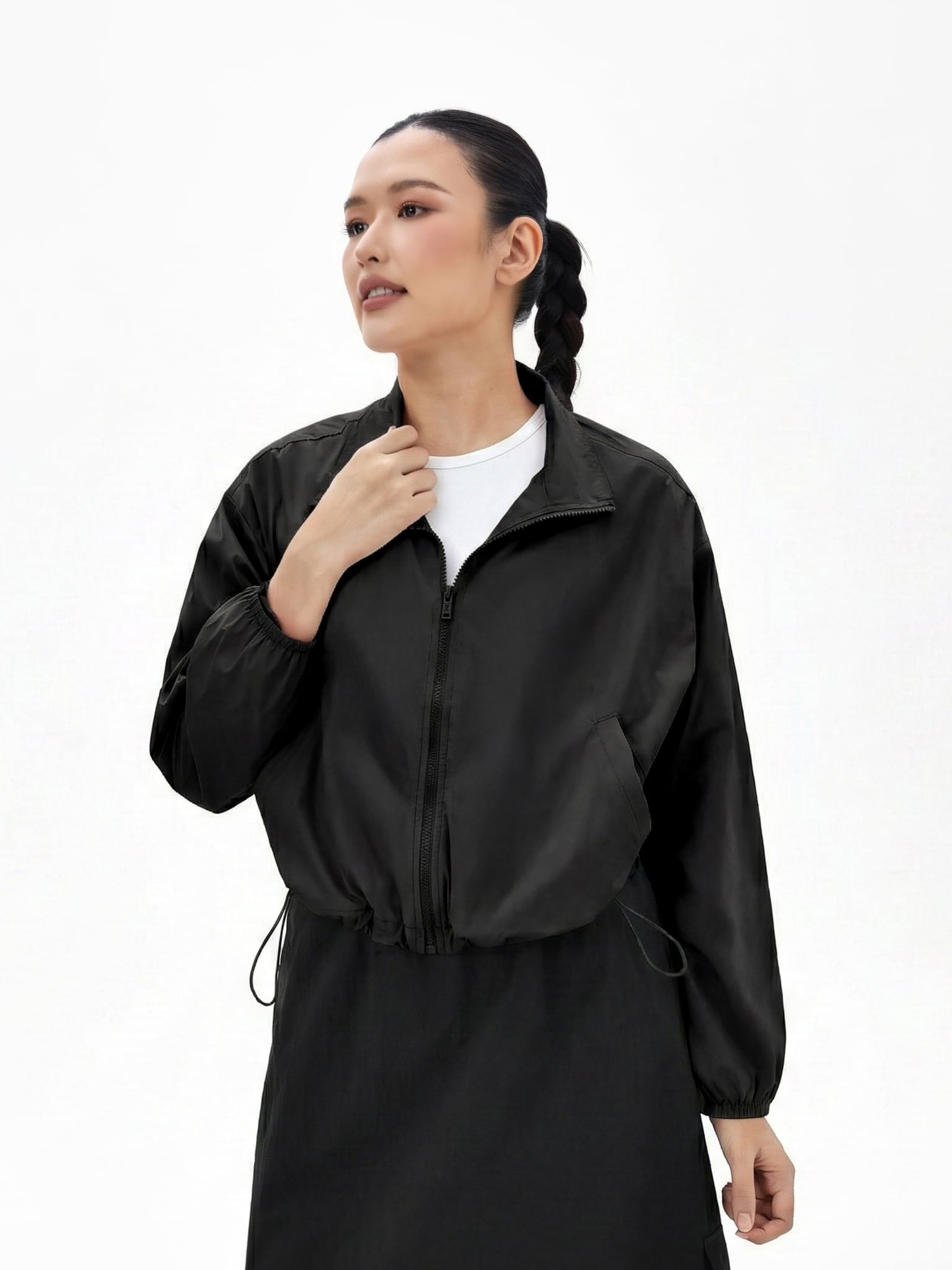  Áo Khoác Dù Nữ Relax Boxy Cổ Cao WOP 2095 