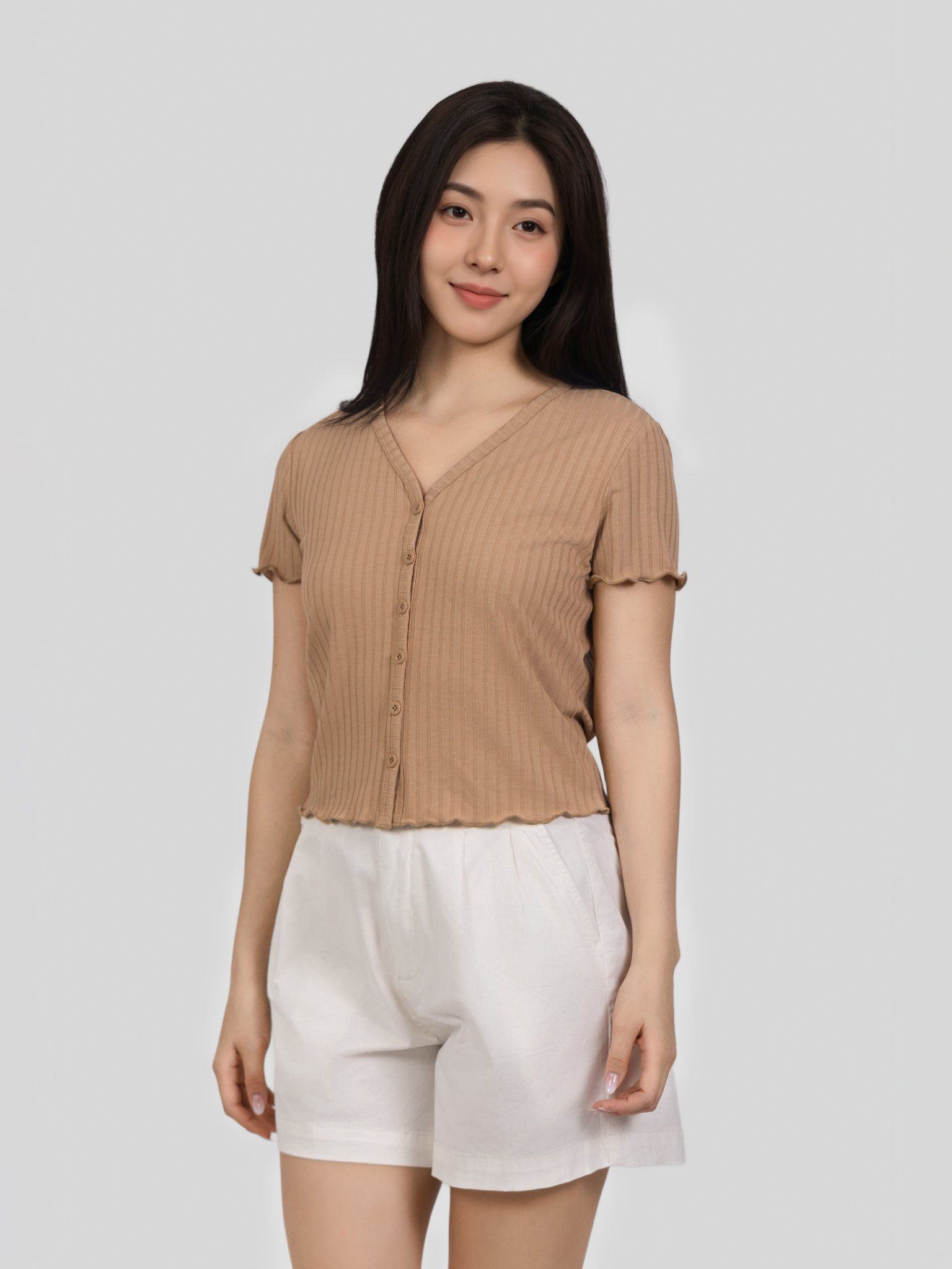  Áo Thun Nữ Slim Boxy Jersey Button - Up WTS 2461 