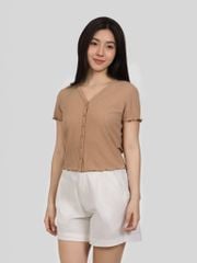 Áo Thun Nữ Slim Boxy Jersey Button - Up WTS 2461
