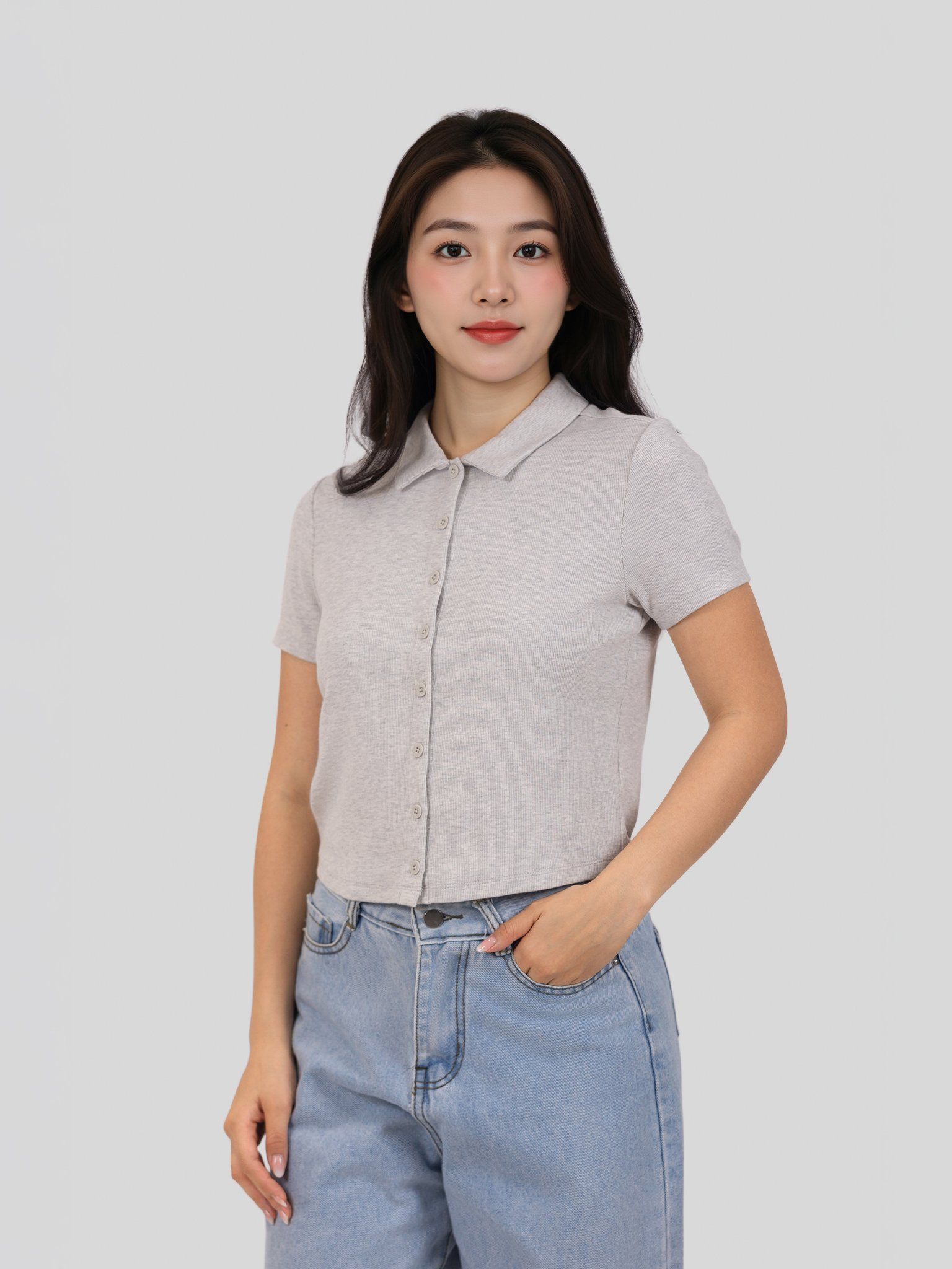  Áo Polo Nữ Rib Cotton Slim Boxy FW25 WTS 2464 