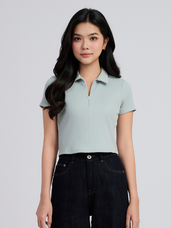  Áo Polo Nữ Rib Dây Kéo WPO 2095 