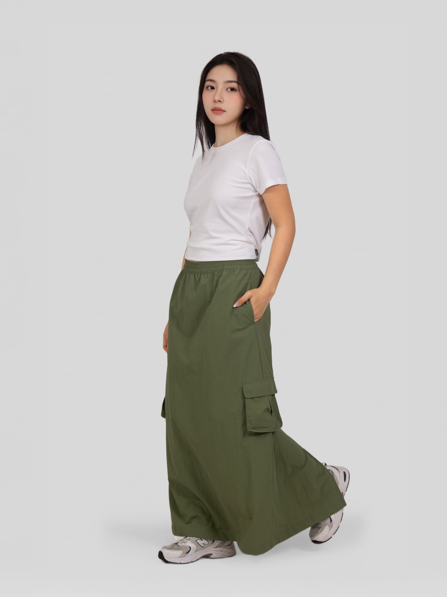  Chân Váy Dù Cargo Midi WSK 2032 