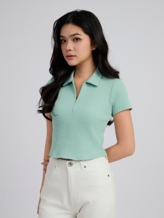  Áo Polo Nữ Rib Dây Kéo WPO 2095 