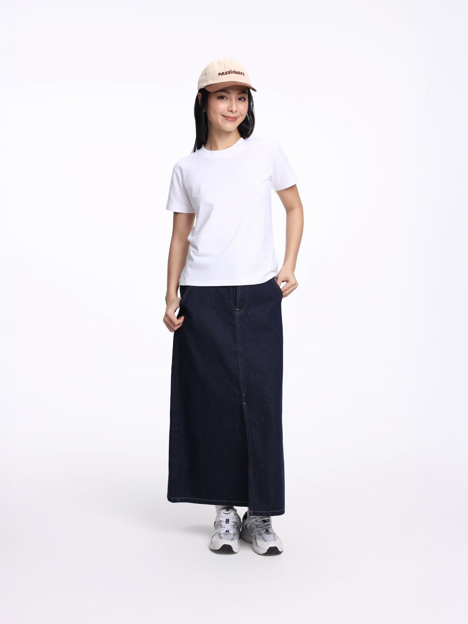  Váy Nữ Midi Skirt Jean A Line WSK 2033 