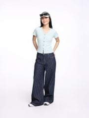 Quần Jean Nữ Stripe Wide-Leg Denim WJE 2032
