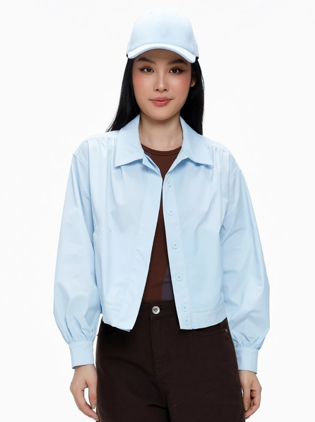  Áo Khoác Nữ Dù Relax Boxy Cổ Sơ Mi WOP 2097 