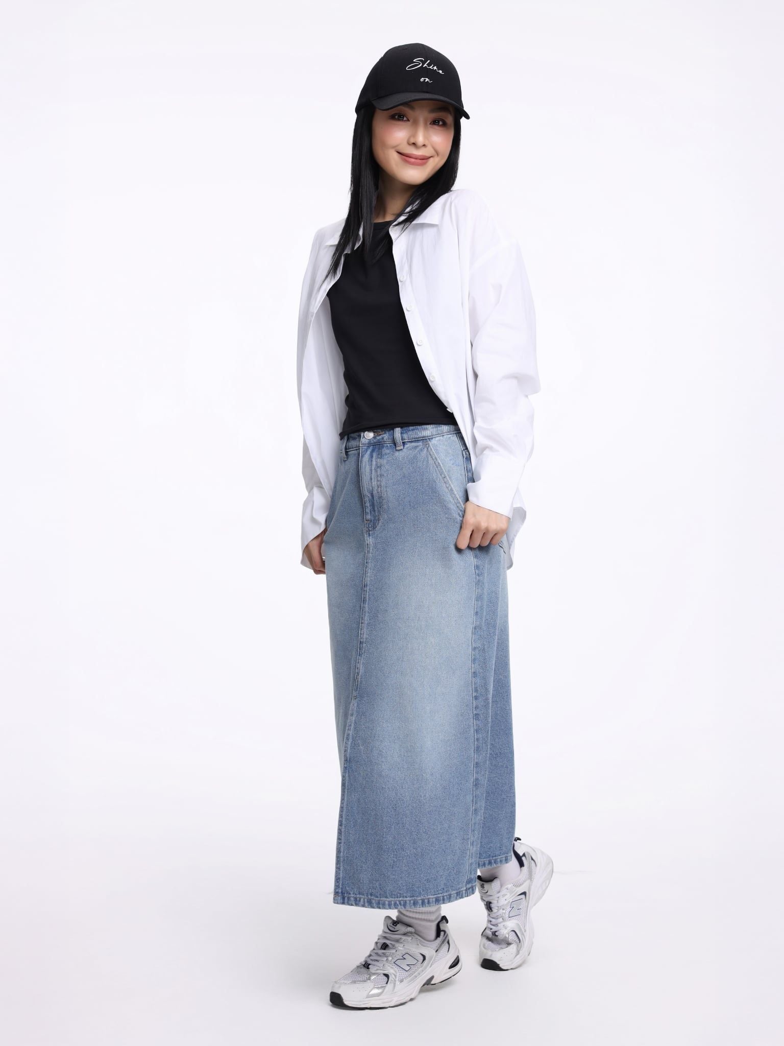  Váy Nữ Midi Skirt Jean A Line WSK 2033 