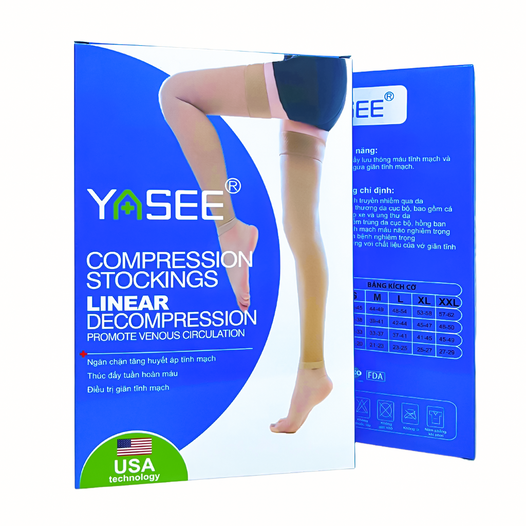 Tất Vớ Đùi Y Khoa Không Bàn Chân Hỗ Trợ Ngăn Ngừa Suy Giãn Tĩnh Mạch Yasee
