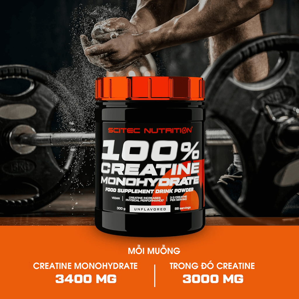 Sữa Tăng Sức Mạnh Sức Bền 100% Creatine Monohydrate Scitec Nutrition 300G (88 Serving)