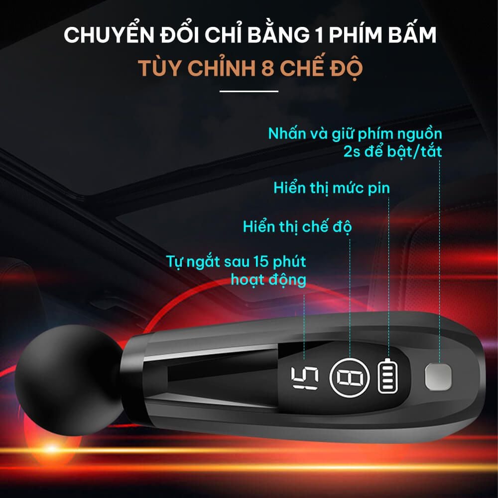 Máy massage cầm tay chính hãng GOODFIT GF01MG có tay cầm trợ lực có thể tháo rời