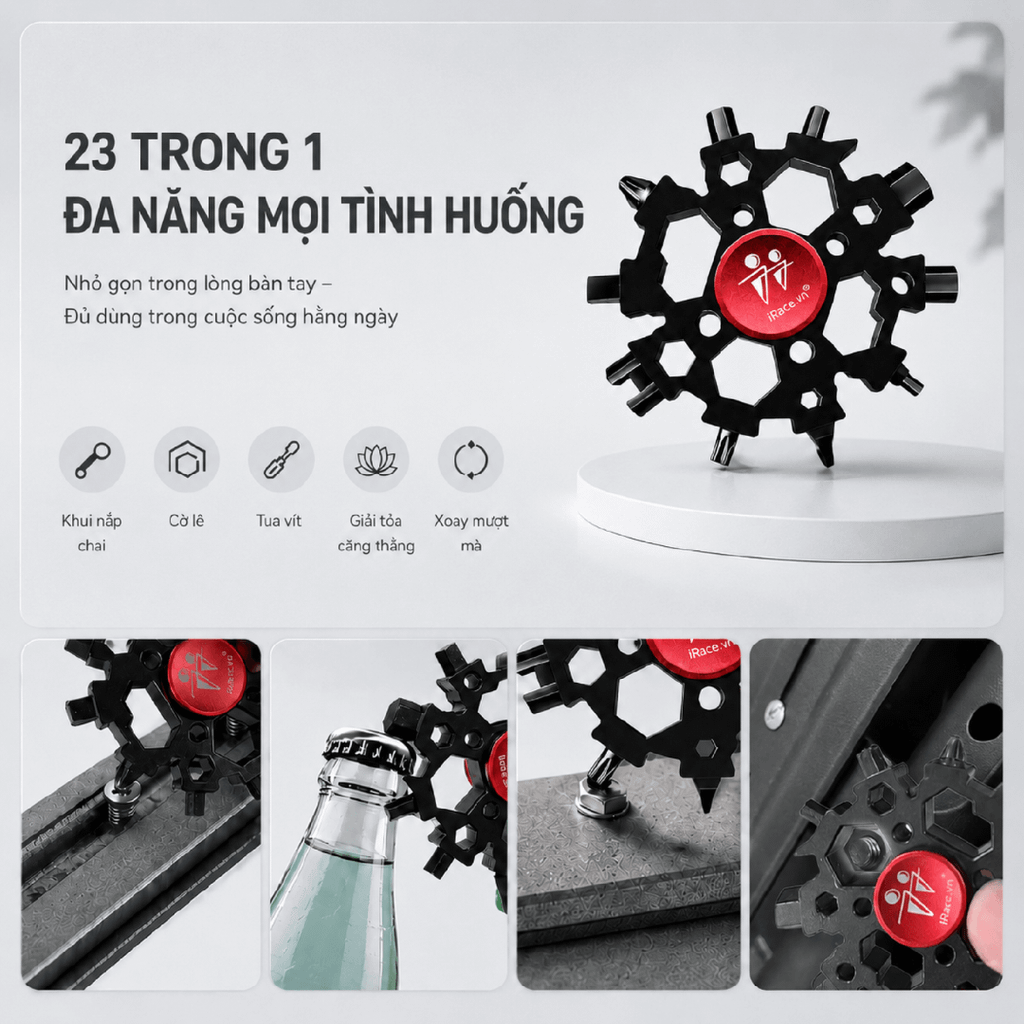 Con Quay Đa Năng Spinner iRace Kiêm Cờ Lê Bông Tuyết 23 Trong 1
