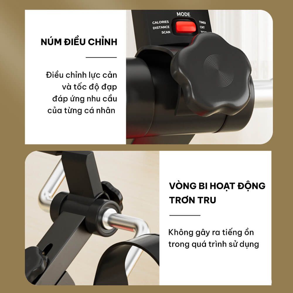 Xe đạp gấp gọn mini tập thể dục tại nhà, có đồng hồ điện tử GoodFit GF006MB