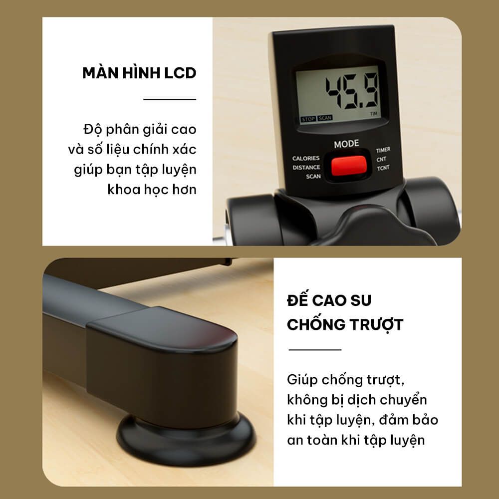 Xe đạp gấp gọn mini tập thể dục tại nhà, có đồng hồ điện tử GoodFit GF006MB