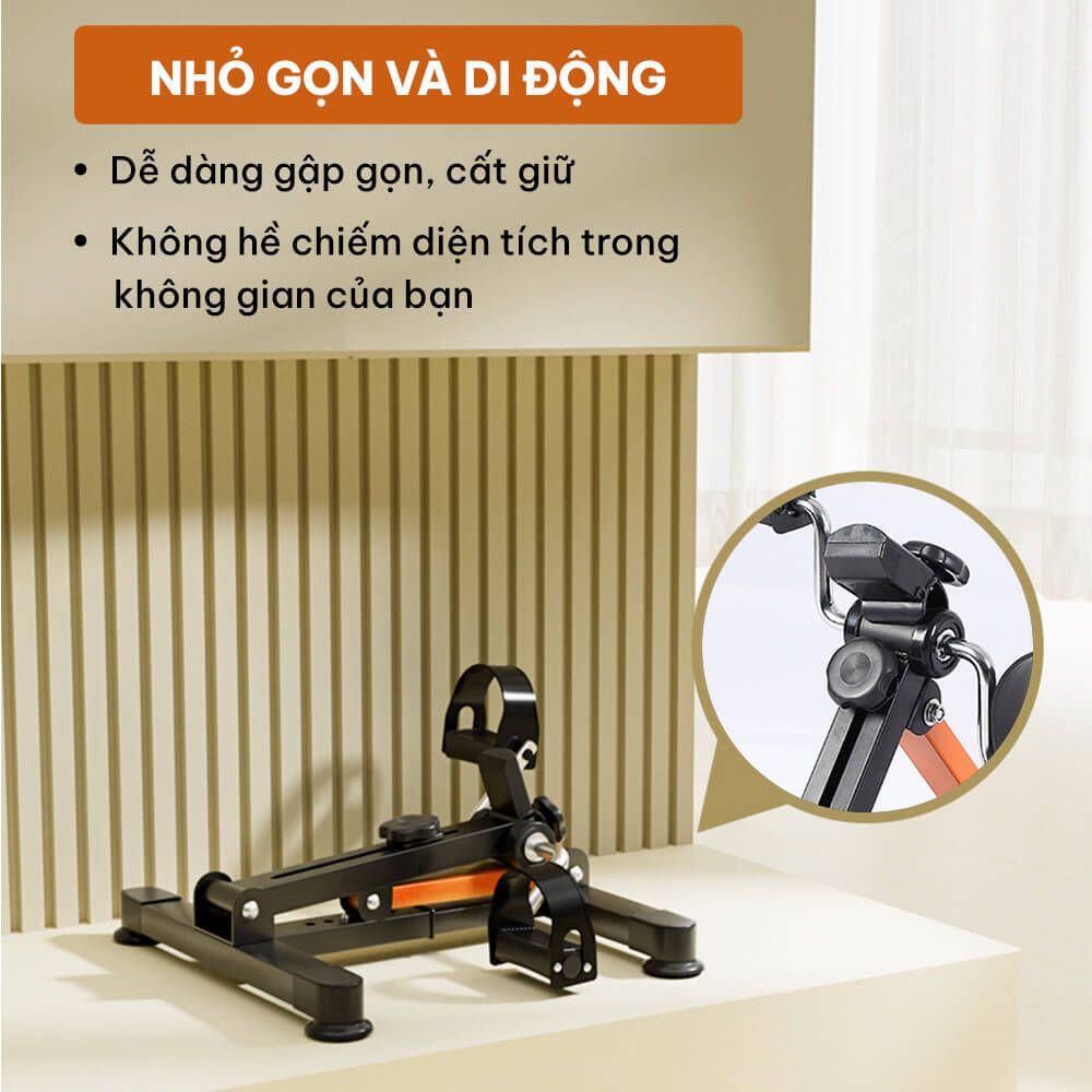 Xe đạp gấp gọn mini tập thể dục tại nhà, có đồng hồ điện tử GoodFit GF006MB