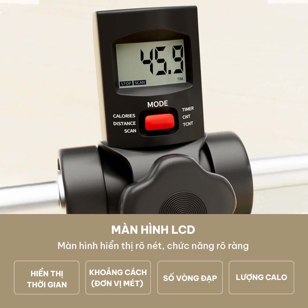 Xe đạp gấp gọn mini tập thể dục tại nhà, có đồng hồ điện tử GoodFit GF006MB