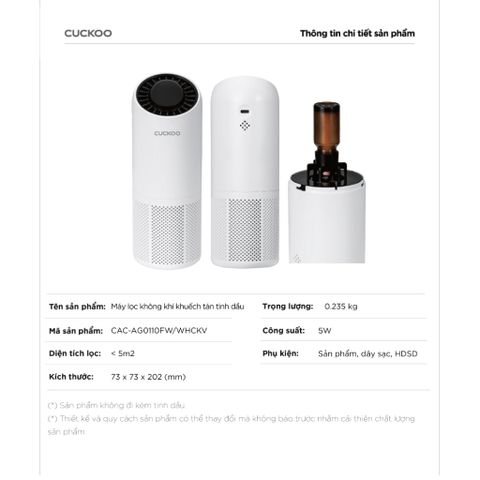 Máy lọc không khí Cuckoo CAC-AG0110FW/WHCKV