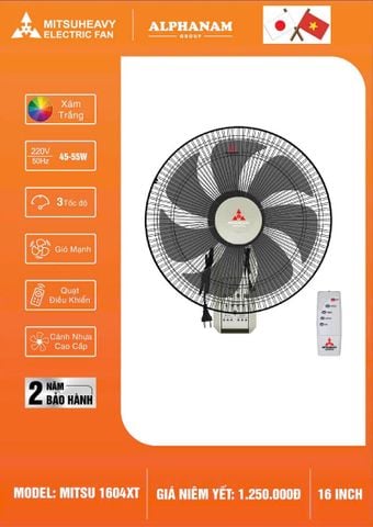 Quạt treo tường Mitsuheavy Mitsu-1604XT