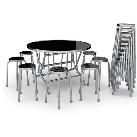 Bàn ăn 10 ghế inox DONA CB64