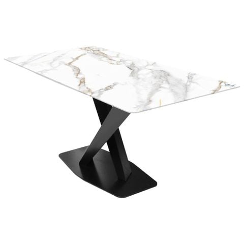 Bàn kính Felix chân chữ X, 800 x 1400 (mm) - Trắng Quy Phúc 120000044