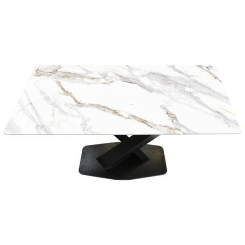 Bàn kính Felix chân chữ X, 800 x 1400 (mm) - Trắng Quy Phúc 120000044