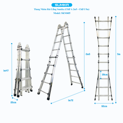 Thang nhôm chữ A rút lồng SUMIKA SKM405 4 đoạn 5m