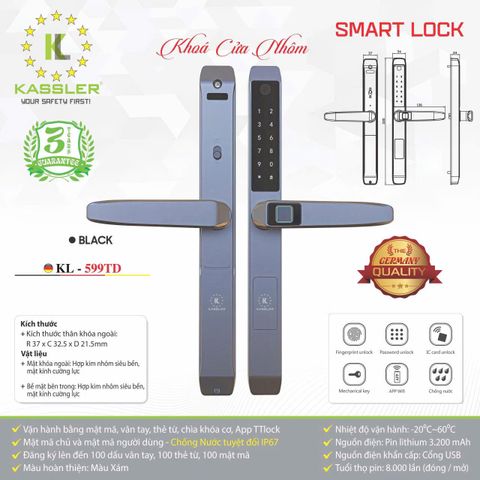 KHÓA vân tay CỬA NHÔM KASSLER KL599TD