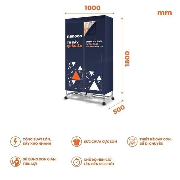Tủ sấy quần áo Nanoco NCD2207 2200W 50kg Đà Nẵng