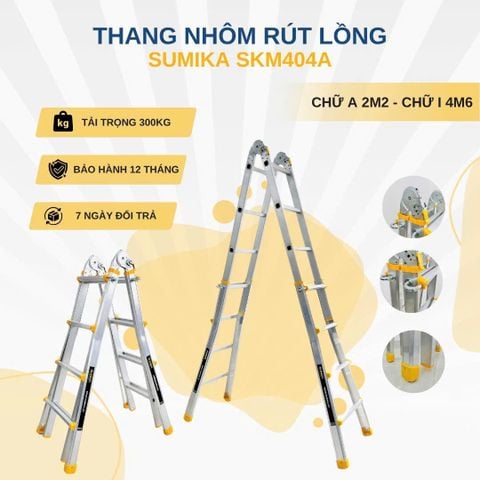 Thang nhôm chữ A rút lồng SUMIKA SKM404A 4 đoạn 4m6