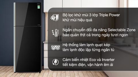 Tủ lạnh Hitachi Inverter 366 lít R-FVX480PGV9 GBK