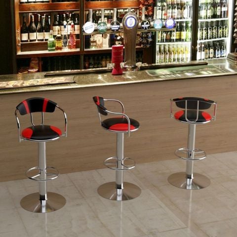 Ghế quầy inox không pen chân mâm - Đỏ đen Quy Phúc 1000000242