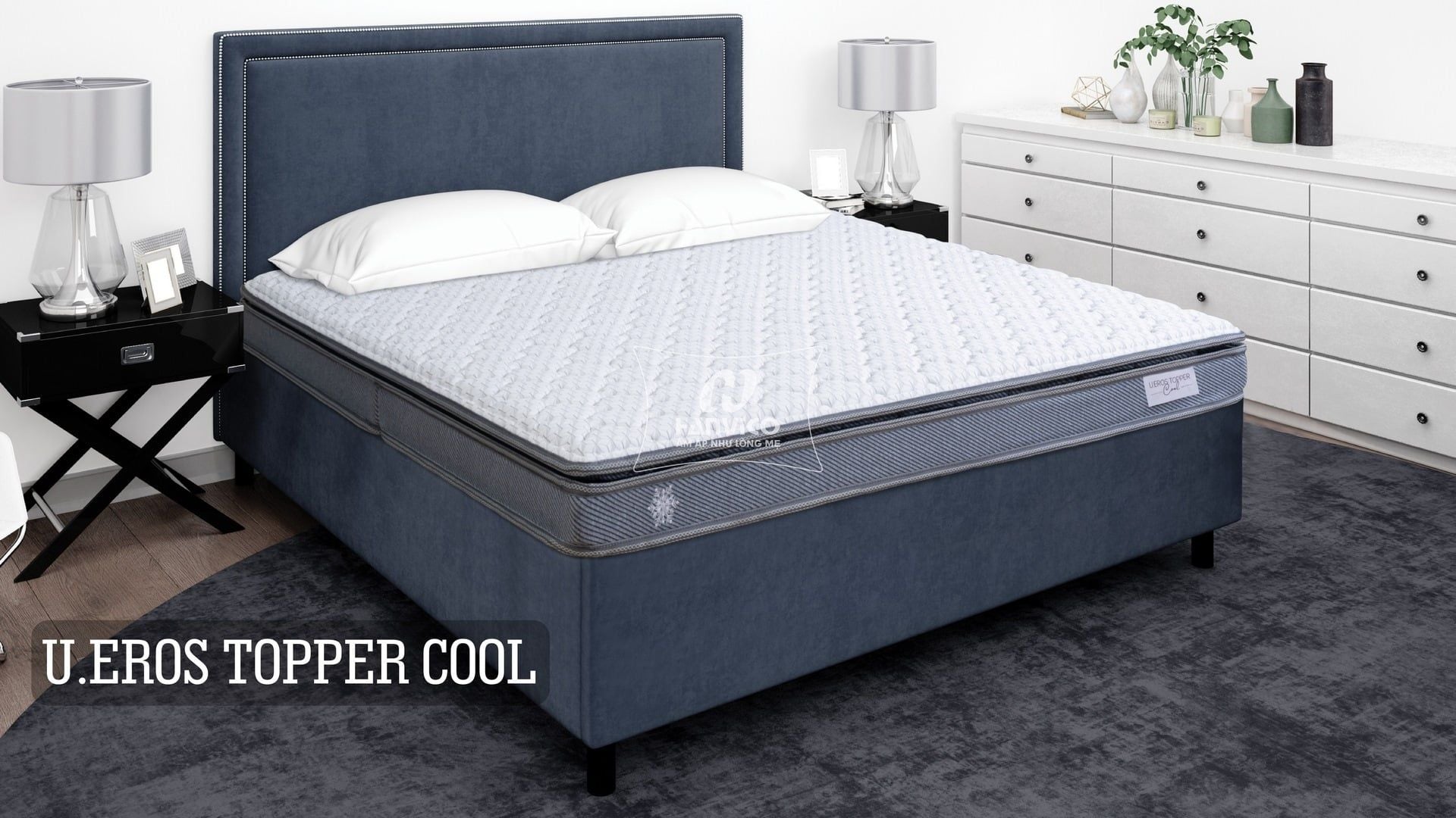 Đệm bông Nano U.eros Topper Cool 15 CM