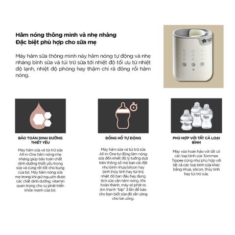 Máy rã đông, hâm nóng bình sữa và túi trữ sữa tự động Tommee Tippee All-in-One