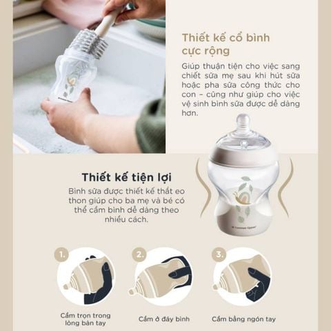 Bộ Bình Sữa Sơ Sinh PP Tommee Tippee - Họa Tiết, Xanh Dương (Bao Gồm: 2 Bình 260ml, 2 Bình 150ml, 1 Ty Ngậm Dạ Quang 0-6 Tháng, 1 Cọ Rửa Bình Sữa Và Núm Ty)