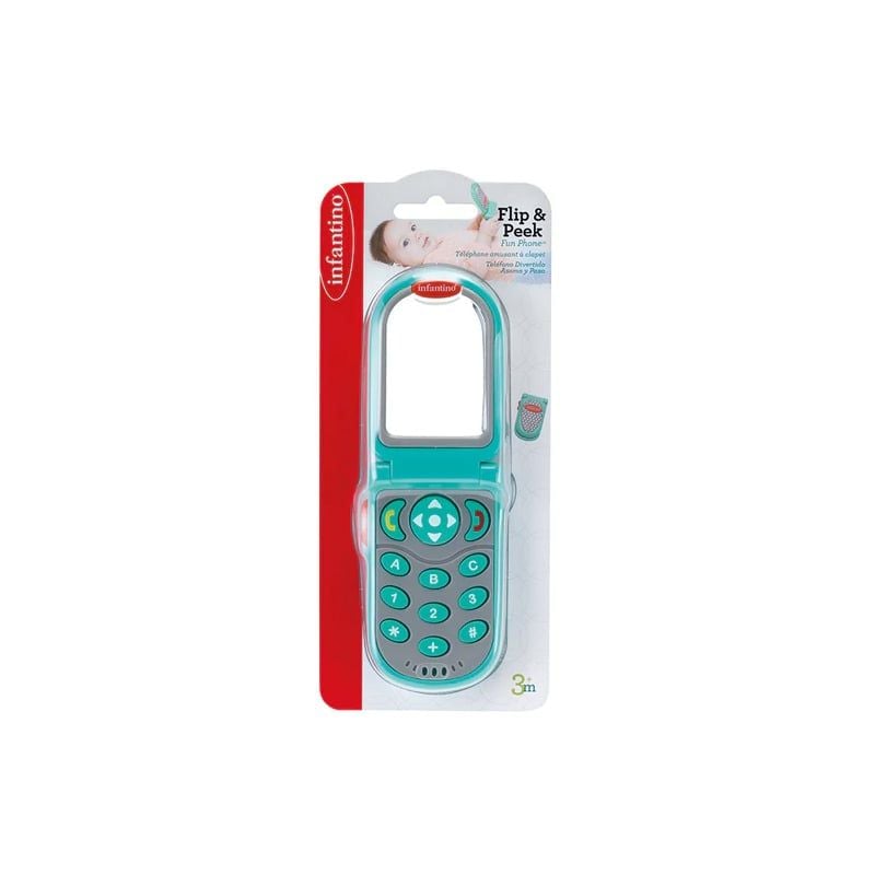 ĐỒ CHƠI HÌNH ĐIỆN THOẠI PHÁT ĐÈN VÀ NHẠC INFANTINO - FLIP & PEEK FUN PHONE (TEAL)