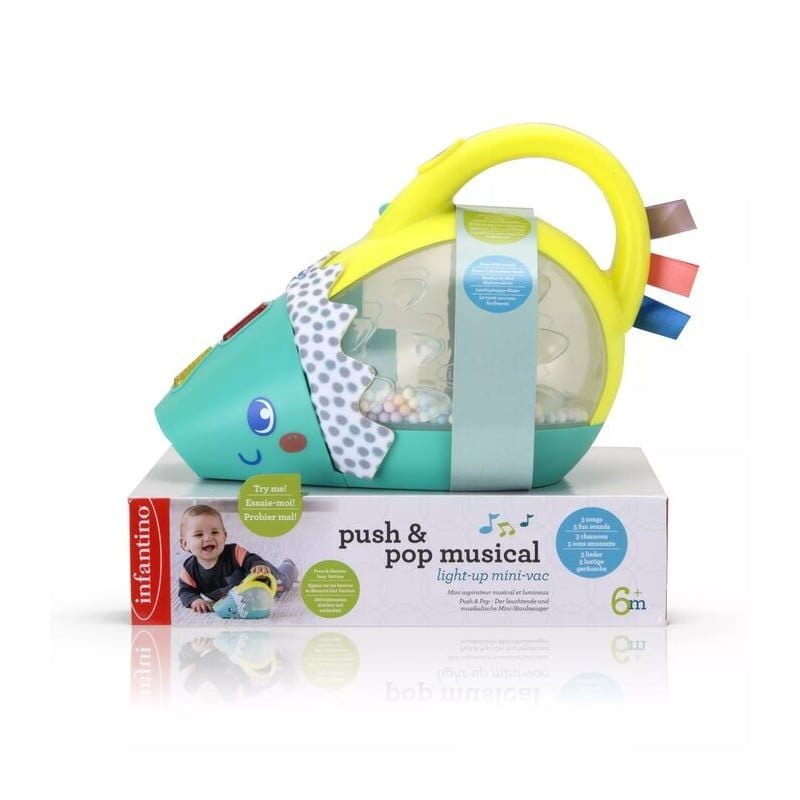 ĐỒ CHƠI HÌNH MÁY HÚT BỤI MINI PHÁT NHẠC VÀ ĐÈN INFANTINO - PUSH & POP MUSICAL LIGHT-UP MINI-VAC