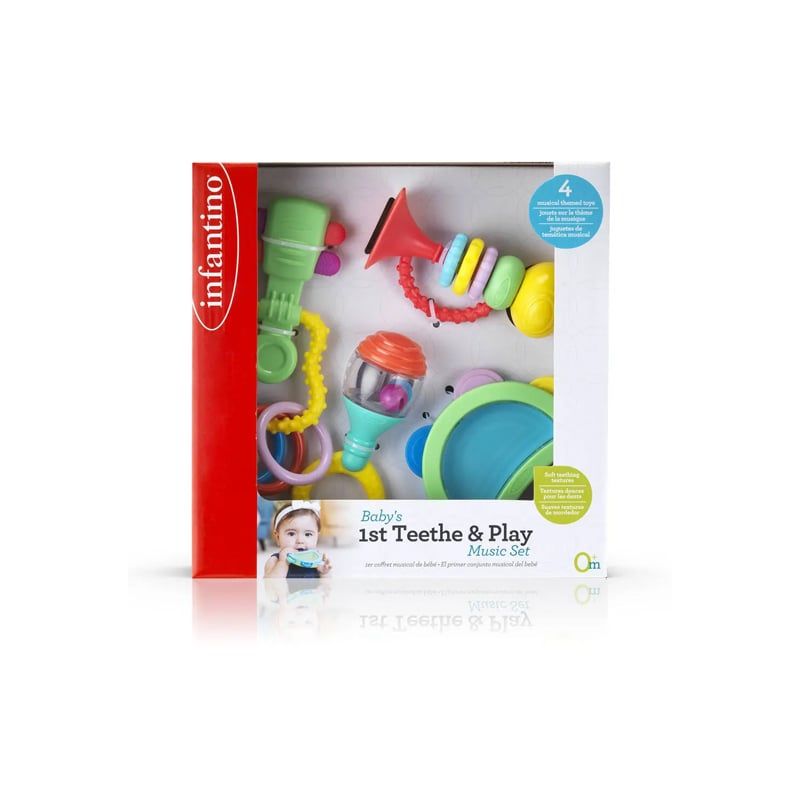 SET 4 CHIẾC GẶM NƯỚU INFANTINO HÌNH DỤNG CỤ ÂM NHẠC - BABY'S 1ST TEETHE AND PLAY MUSIC SET