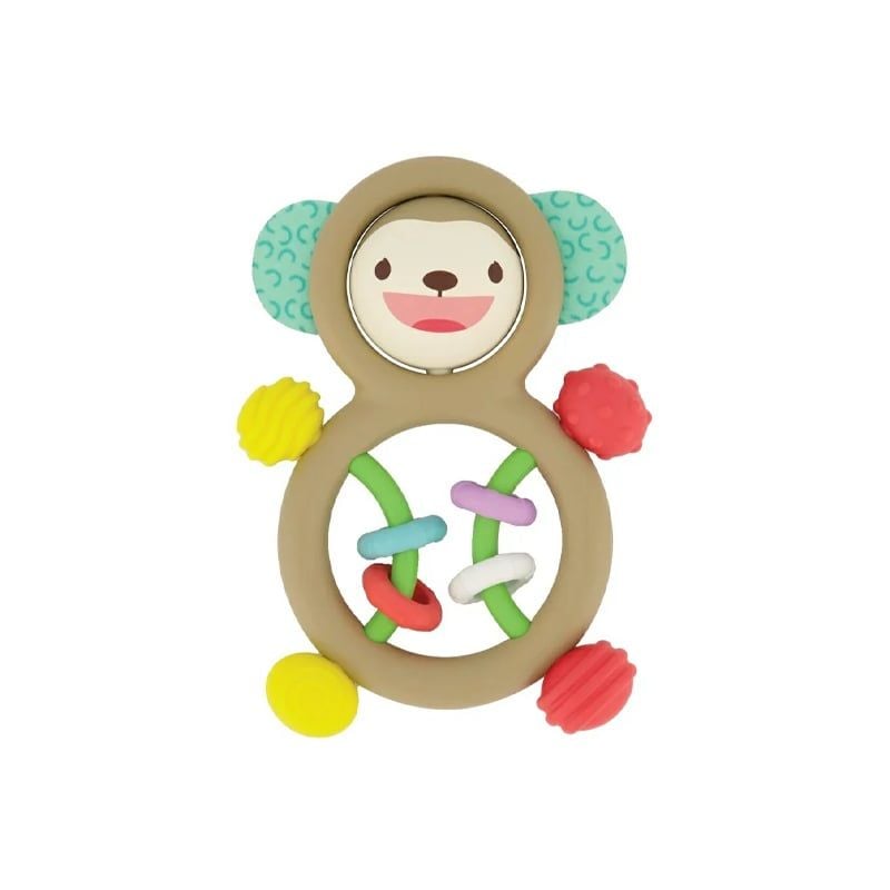 GẶM NƯỚU KIÊM ĐỒ CHƠI XOAY CHO BÉ INFANTINO HÌNH CHÚ KHỈ - BUSY LIL SENSORY RATTLE