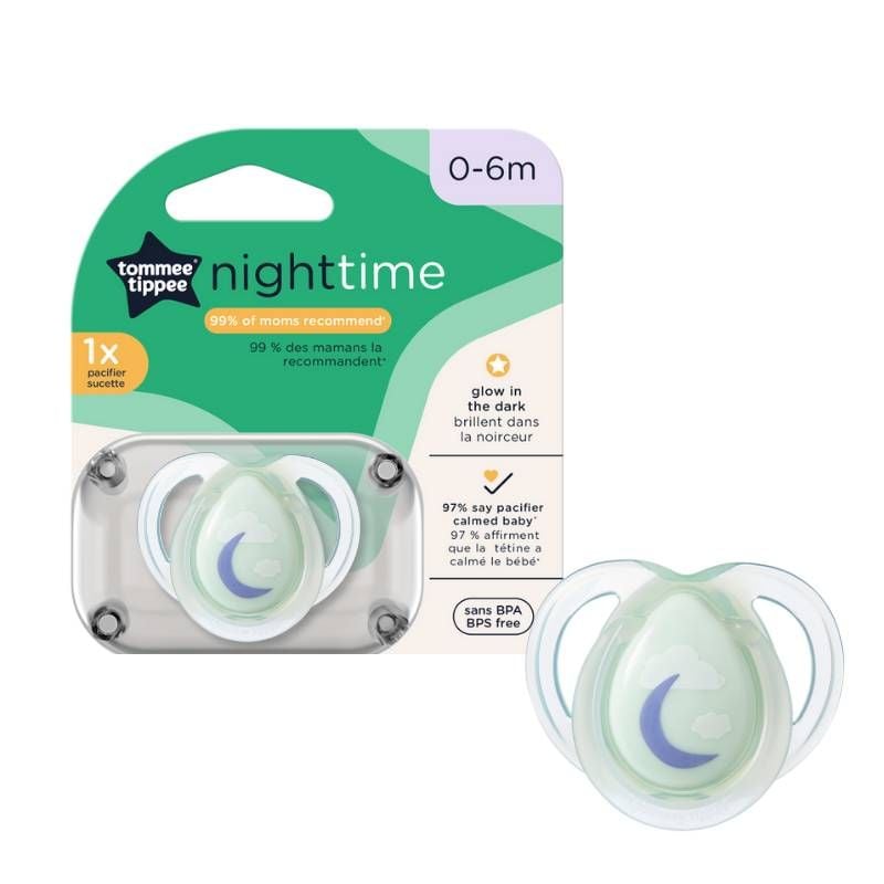 TY NGẬM DẠ QUANG CHO BÉ TOMMEE TIPPEE NIGHT TIME 0-6 THÁNG (VỈ ĐƠN)