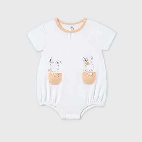 Body cộc tay La Pomme Bèo nhún phối màu -  Cam