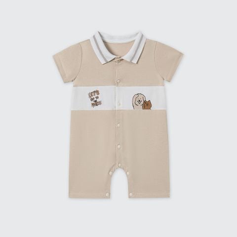 Body cộc tay La Pomme Cún con phối màu -  Be