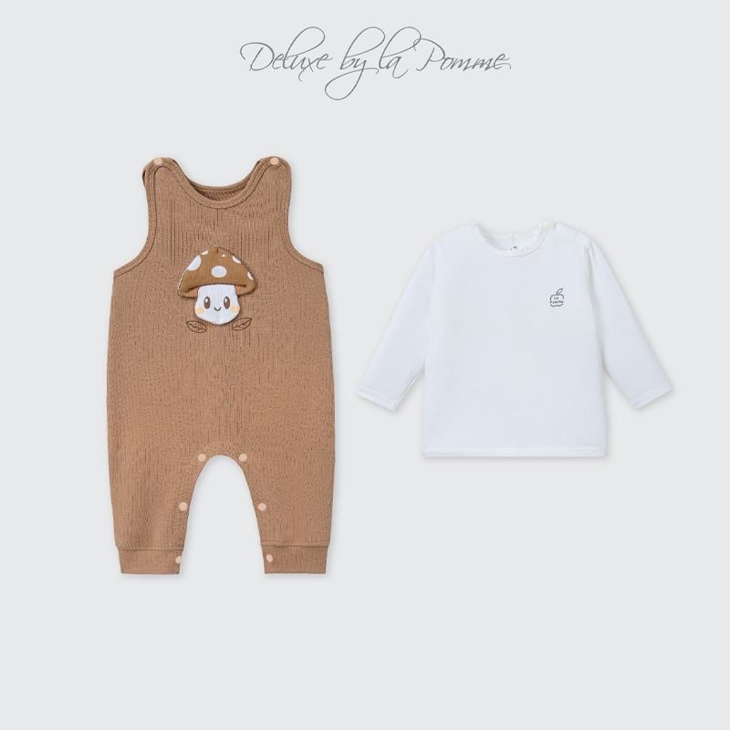 SET BỘ YẾM RỜI KÈM ÁO DÀI TAY LA POMME KHU RỪNG VUI NHỘN NÂU